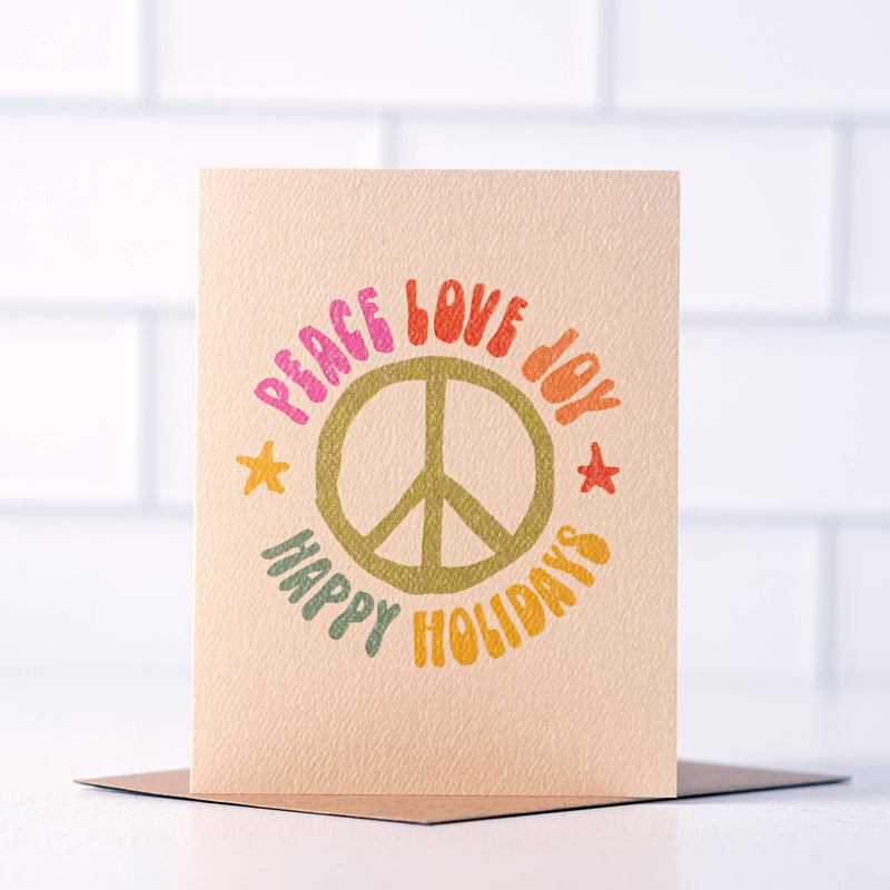 Peace Love Joy - 70's style Holiday Card