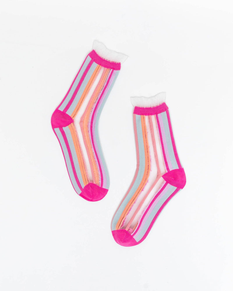 Candy Stripe Ruffle Crew Sock