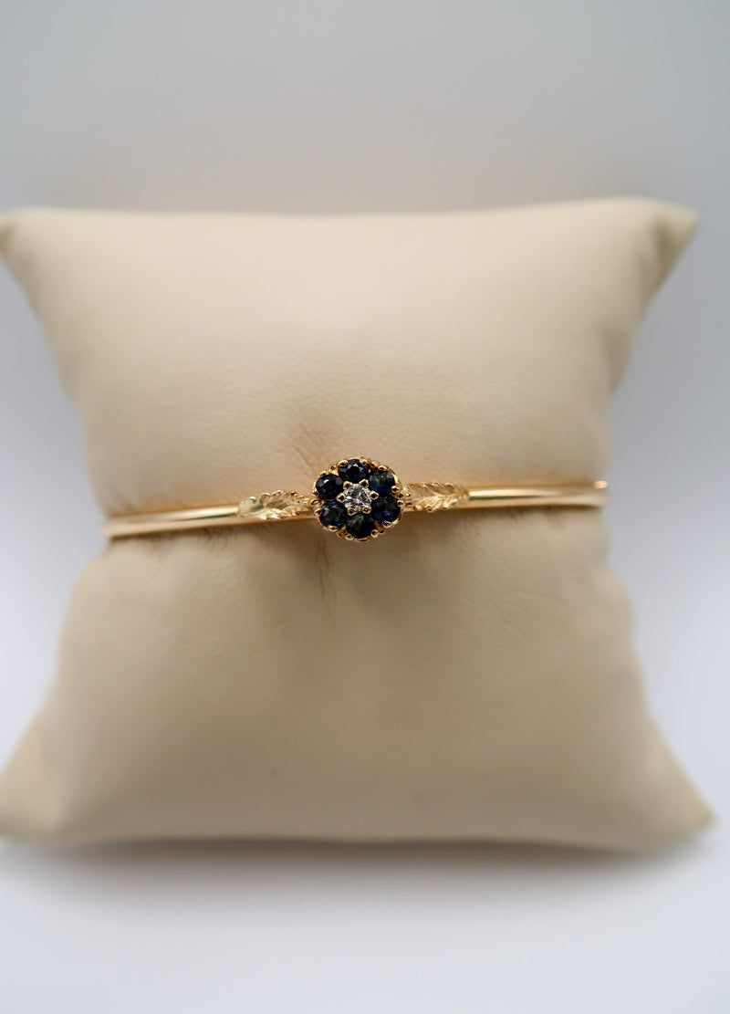 14K Yellow Gold Sapphire and Diamond Bracelet