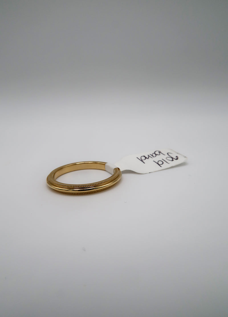14k yellow gold millgrain stackable ring