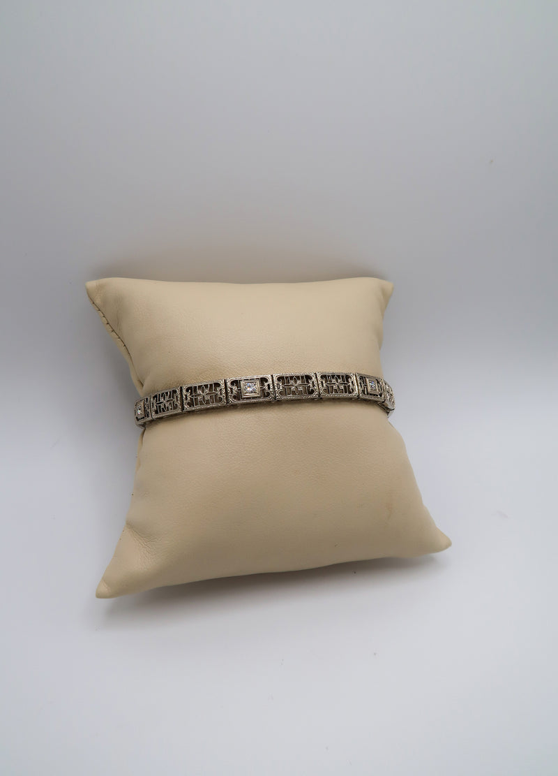 Antique 14K White Gold Diamond Bracelet