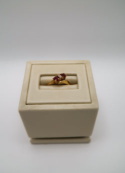 14k Yellow Gold Garnet and Diamond Ring, natural stones