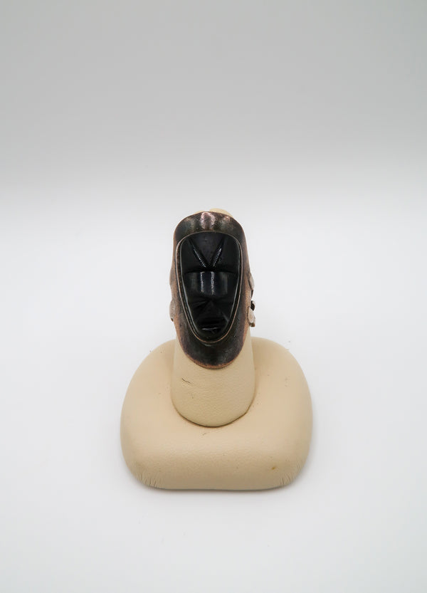Vintage sterling silver and carved onyx face ring