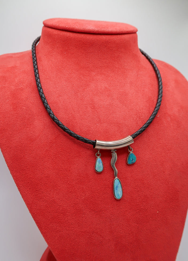 Antique Sterling Silver and Opal Necklace