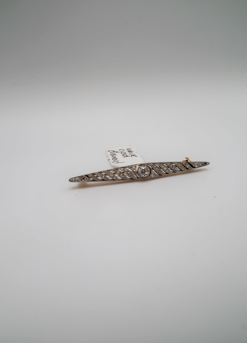 Antique White Gold & Diamond Pin