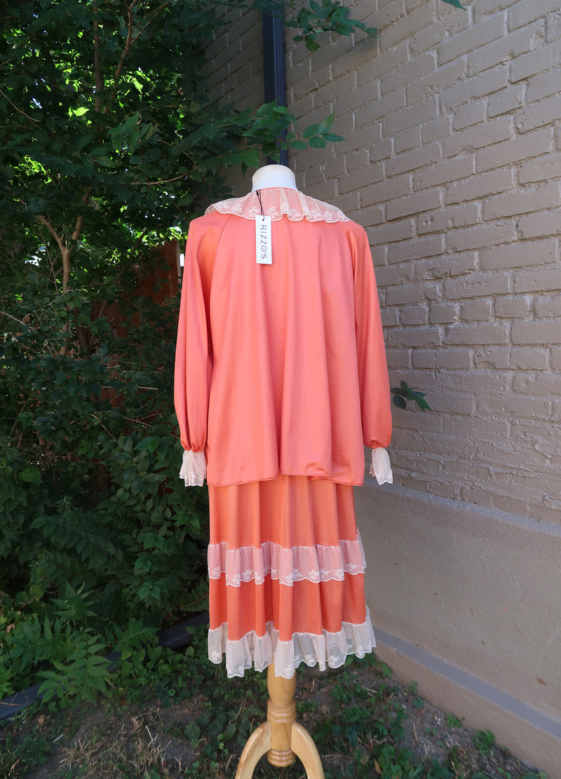1960s Salmon Lace Dress Set