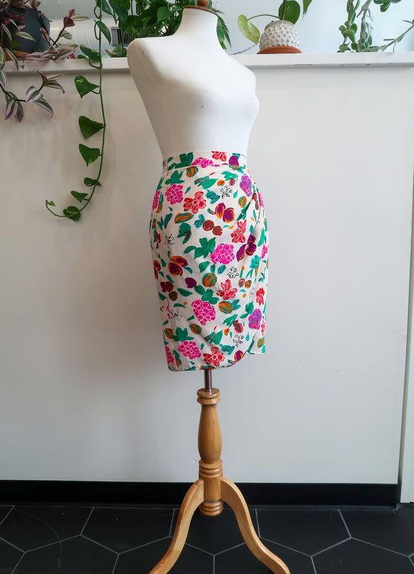 Ungaro Vintage Floral Wrap Silk Skirt