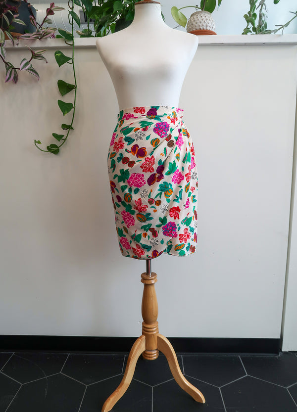 Ungaro Vintage Floral Wrap Silk Skirt