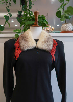 Bustleworship Red Fur & Fringe Collar