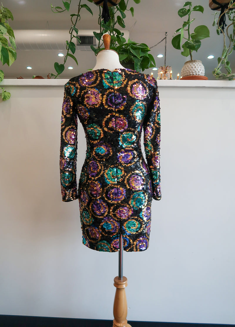 black tie dress sequin Velvi - Eclipse Gown - Black - V-neck Sequin Dress