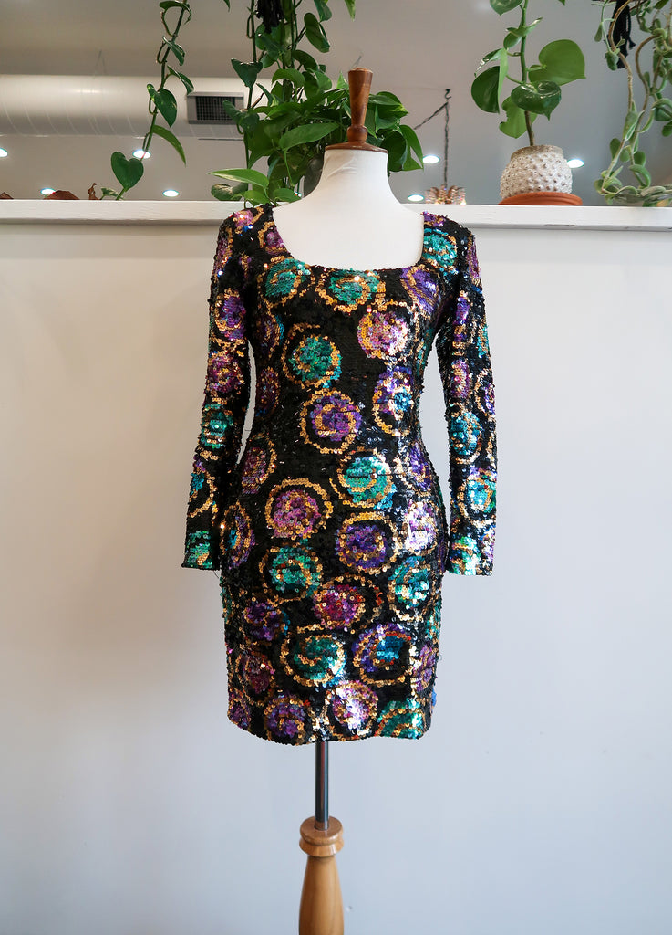 Vintage Black Tie Sequin Dress – Rizzo's Vintage Black Tie Sequin Dress – Rizzo's
