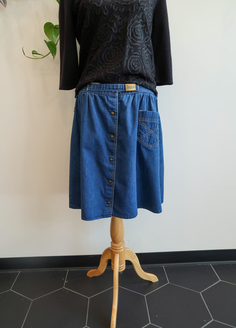 Vintage Denim Button Up Skirt