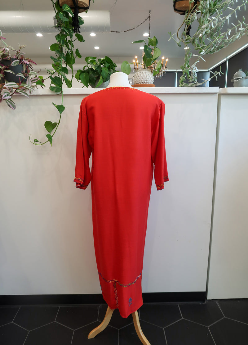 Vintage Embroidered Red Dress