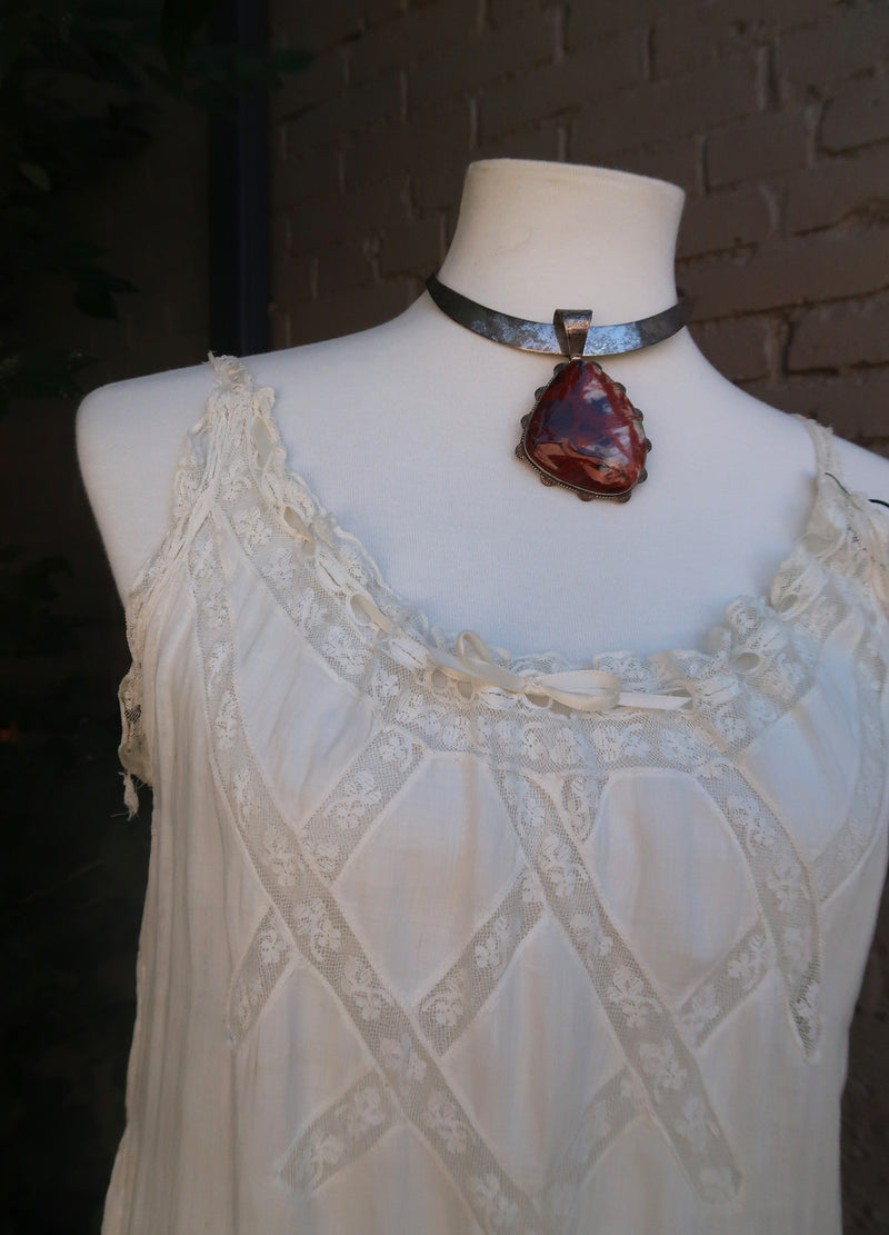 1920s Vintage White Lace Slip Dress