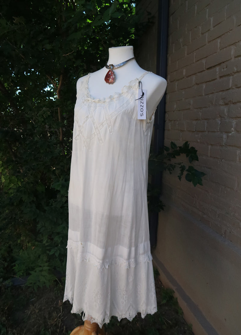 1920s Vintage White Lace Slip Dress