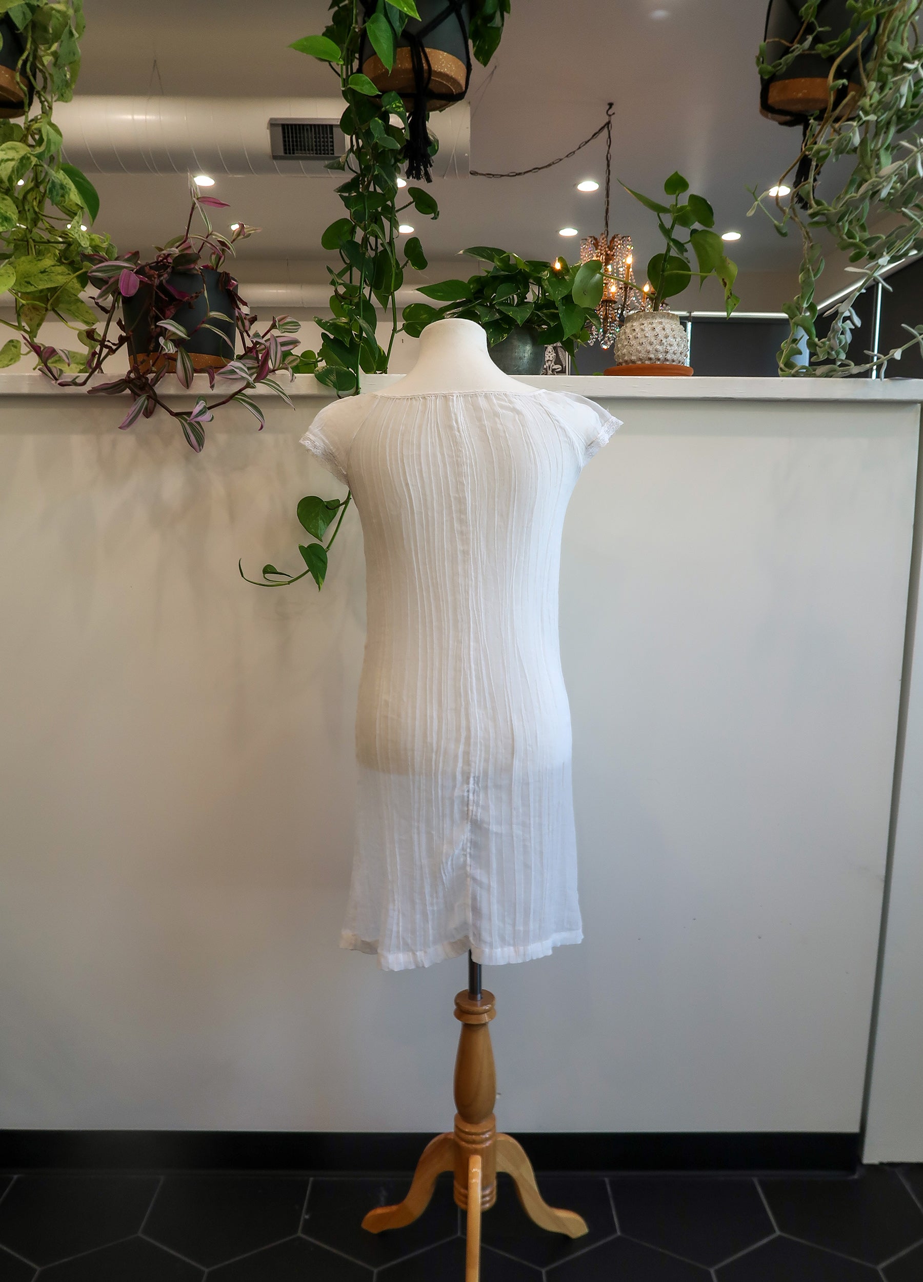 BEAU MONDE vintage 1950s slip dress, Max Schwartz ethereal sheer white double layer chiffon