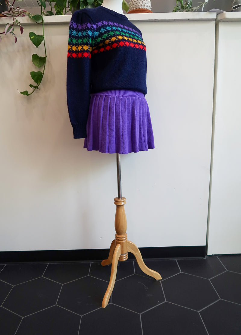 1970s Rainbow Sweater Skirt Set