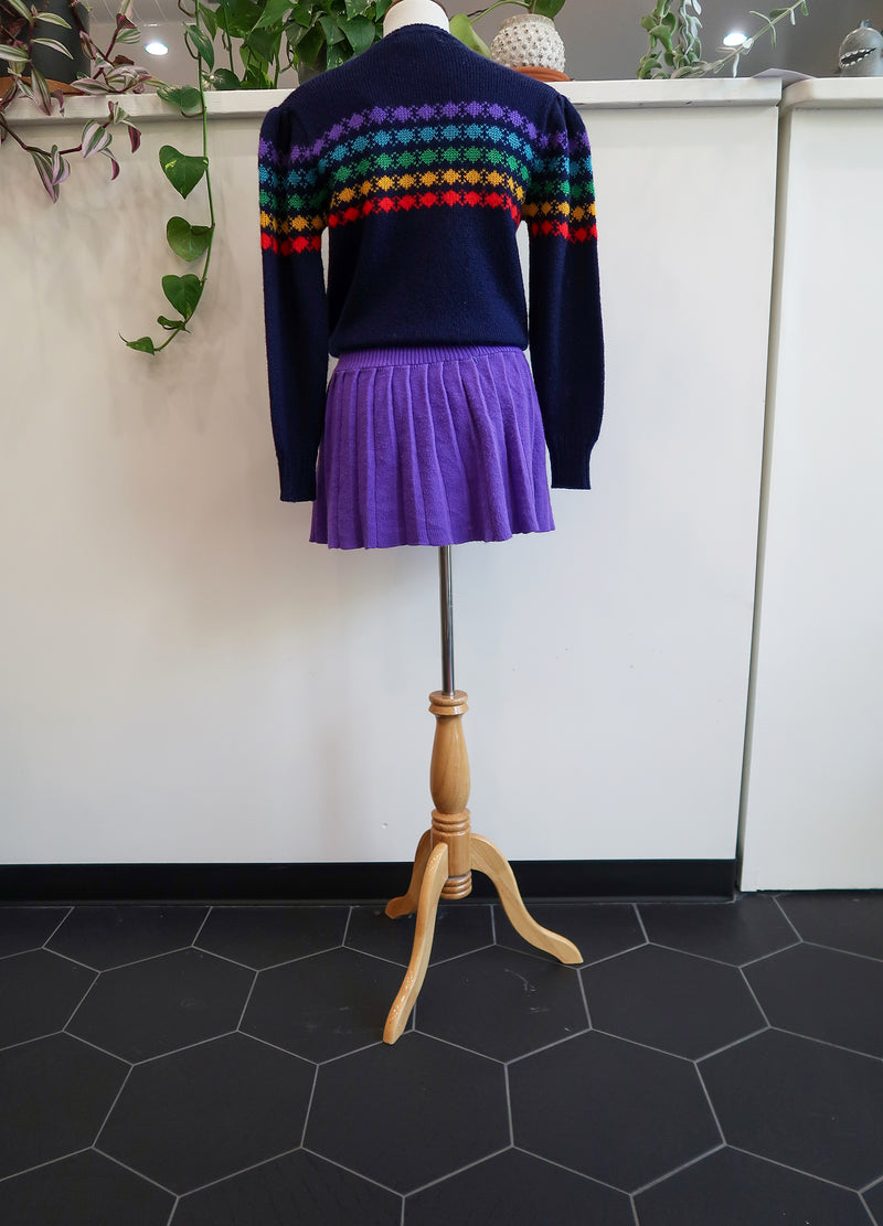 1970s Rainbow Sweater Skirt Set