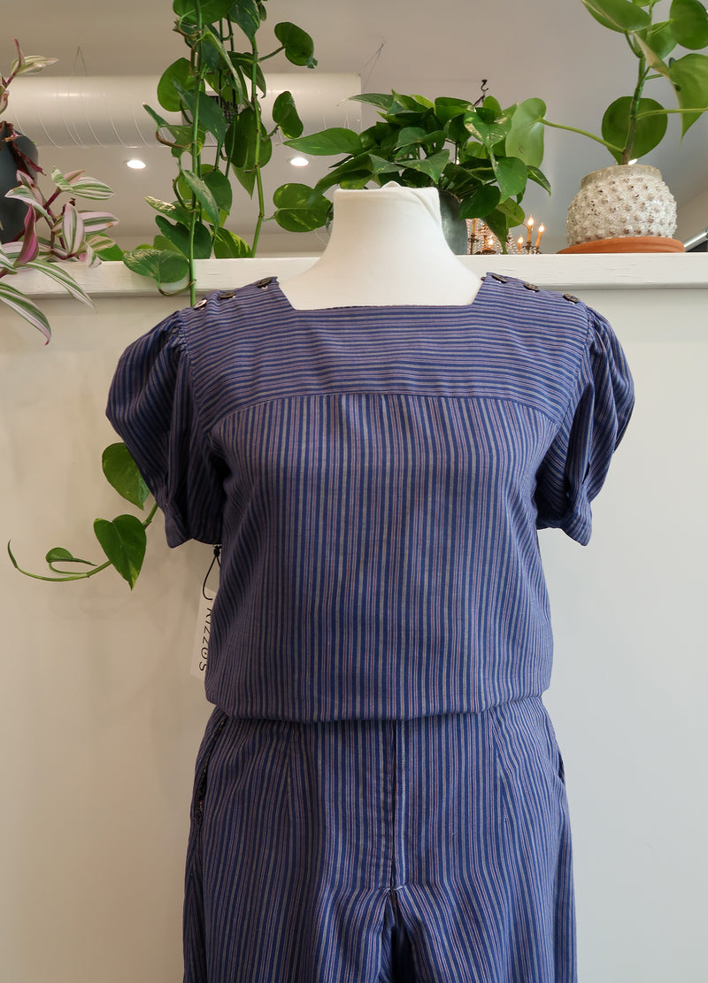 Vintage Homemade Striped Blouse & Matching ￼Culottes Set