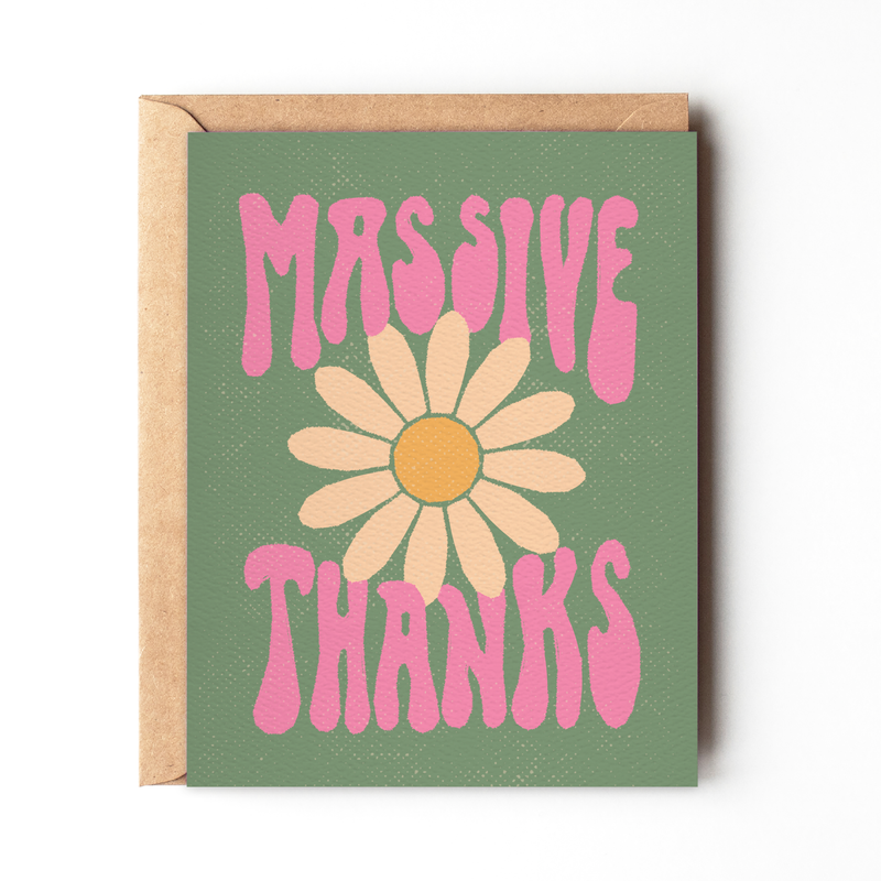 Massive Thanks - Retro Hippie Thank You Card
