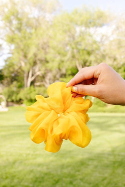 "Laurel" Jumbo Yellow Organza Scrunchie