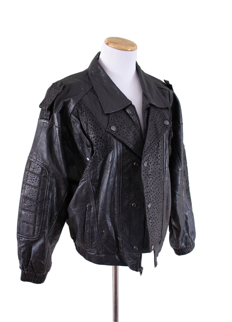 "Gonzo" Leather Bomber Jacket Front right - Rizzo's