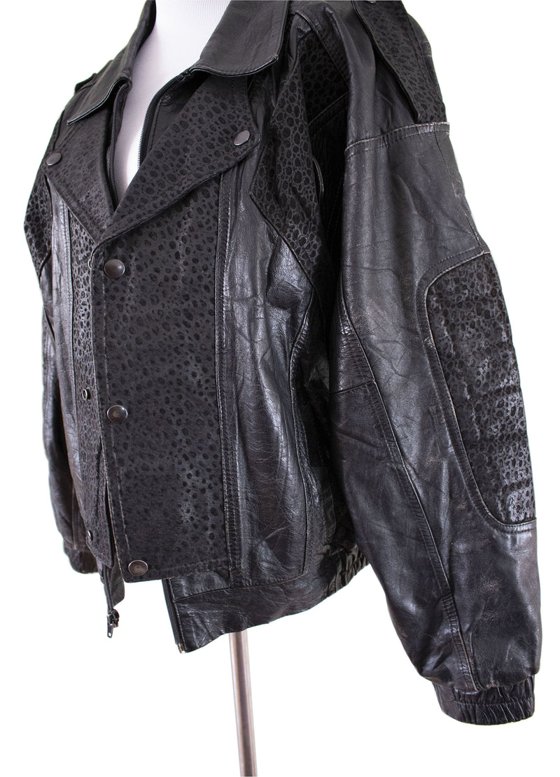 "Gonzo" Leather Bomber Jacket Left Pose - Rizzo's