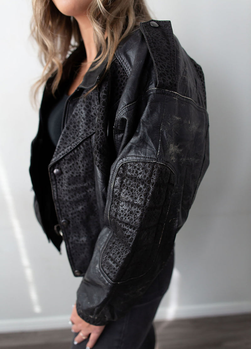 "Gonzo" Leather Bomber Jacket Rocker - Rizzo's