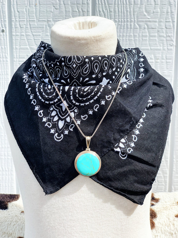 "Its Worth" Vintage Sterling Silver and Turquoise Pendant and Necklace Chain