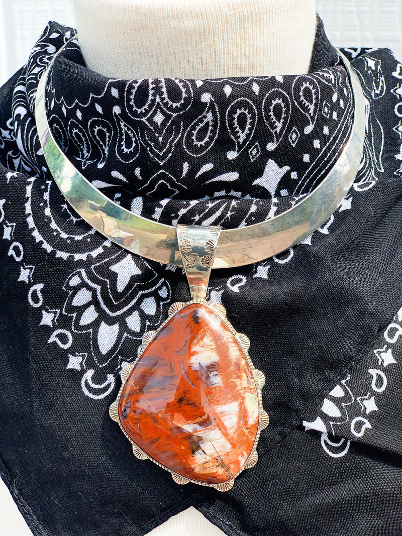"Pizazz" Vintage Sterling Silver and Jasper Agate Pendant