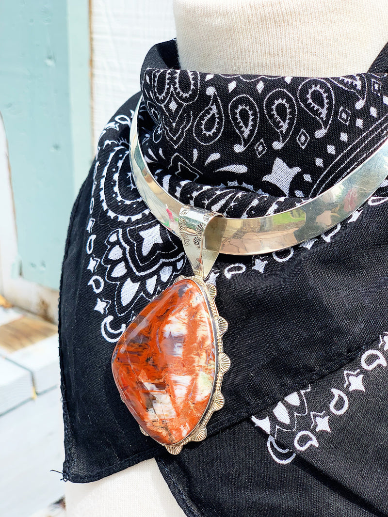 "Pizazz" Vintage Sterling Silver and Jasper Agate Pendant