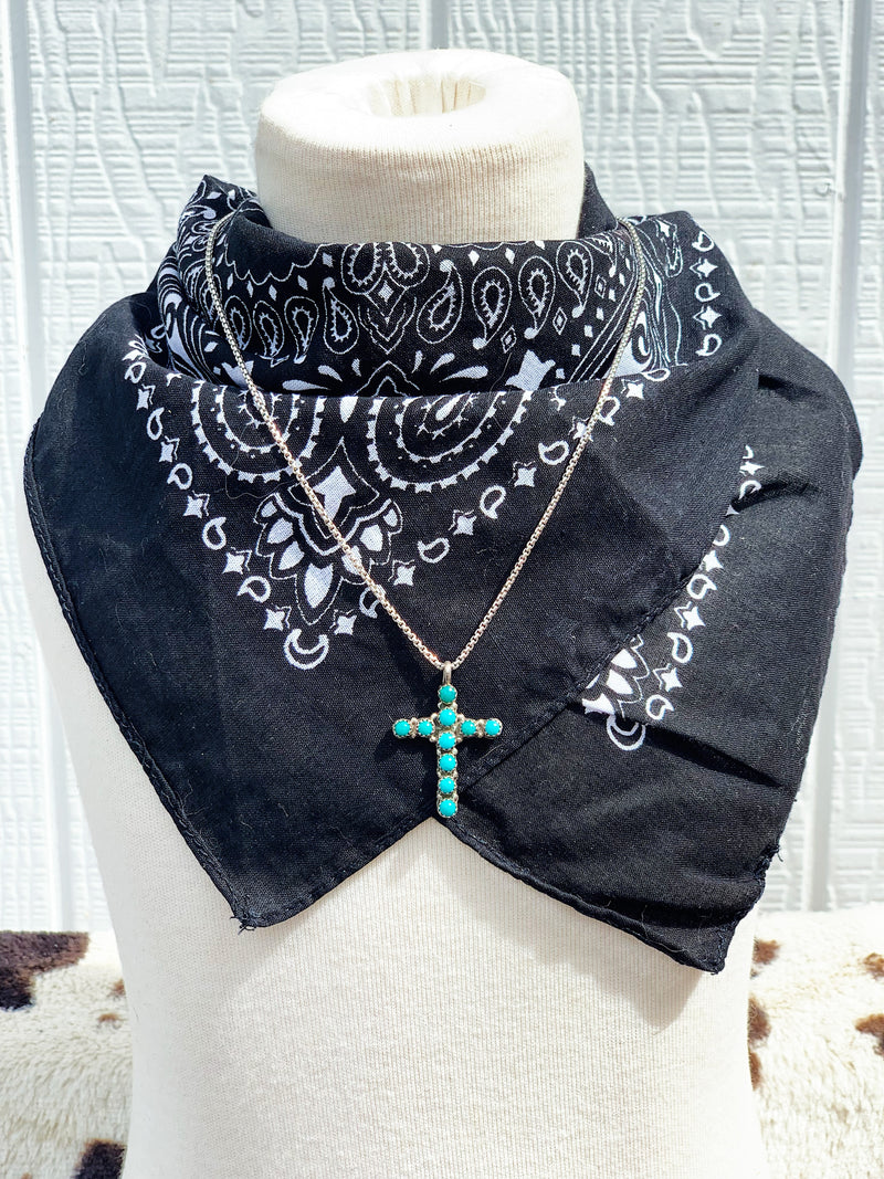 "Up Above" Sterling Silver and Turquoise Cross Pendant