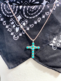 "Up Above" Sterling Silver and Turquoise Cross Pendant